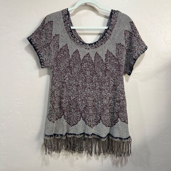 Free People Kilm Swing Fringe Knit Wool Blend Boho Top - Picture 1 of 7